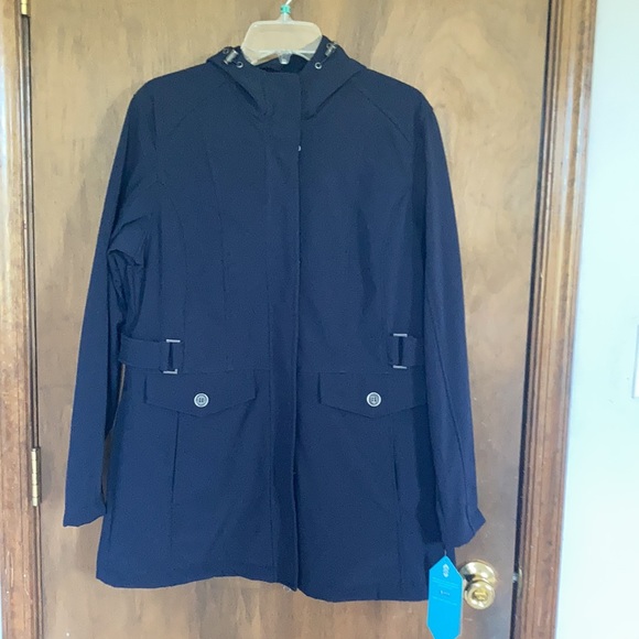 Relist12/9 Free Country soft shell coat w hood faux fur lining water resistant L - Picture 5 of 17